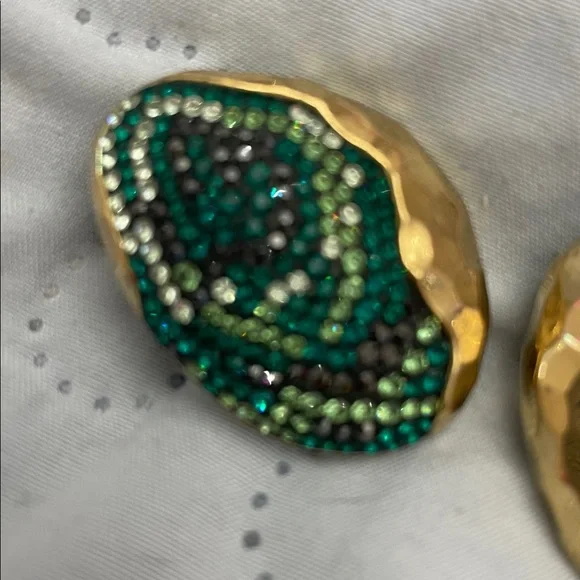 Swarovski Elegant Gold and Green Statement Earrings